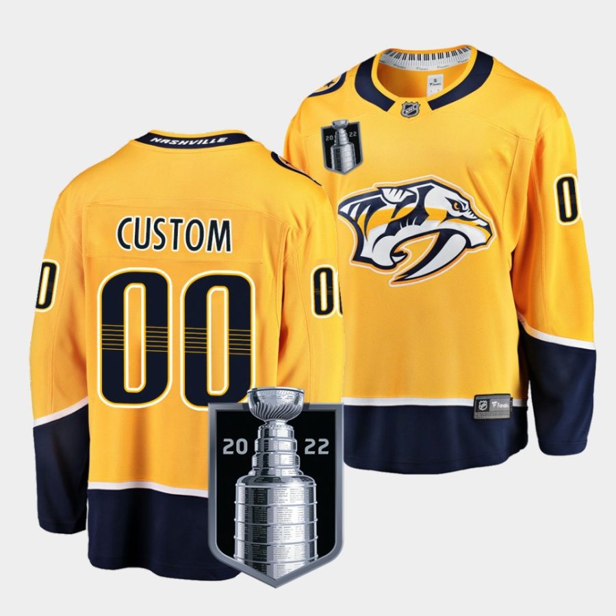 custom predators 2022 stanley cup playoffs gold home jersey