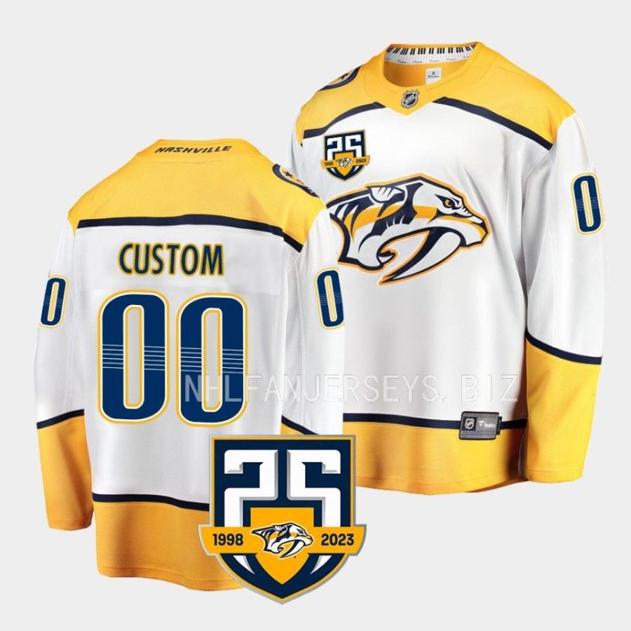 custom predators white 2023 2425th anniversary logo away jersey