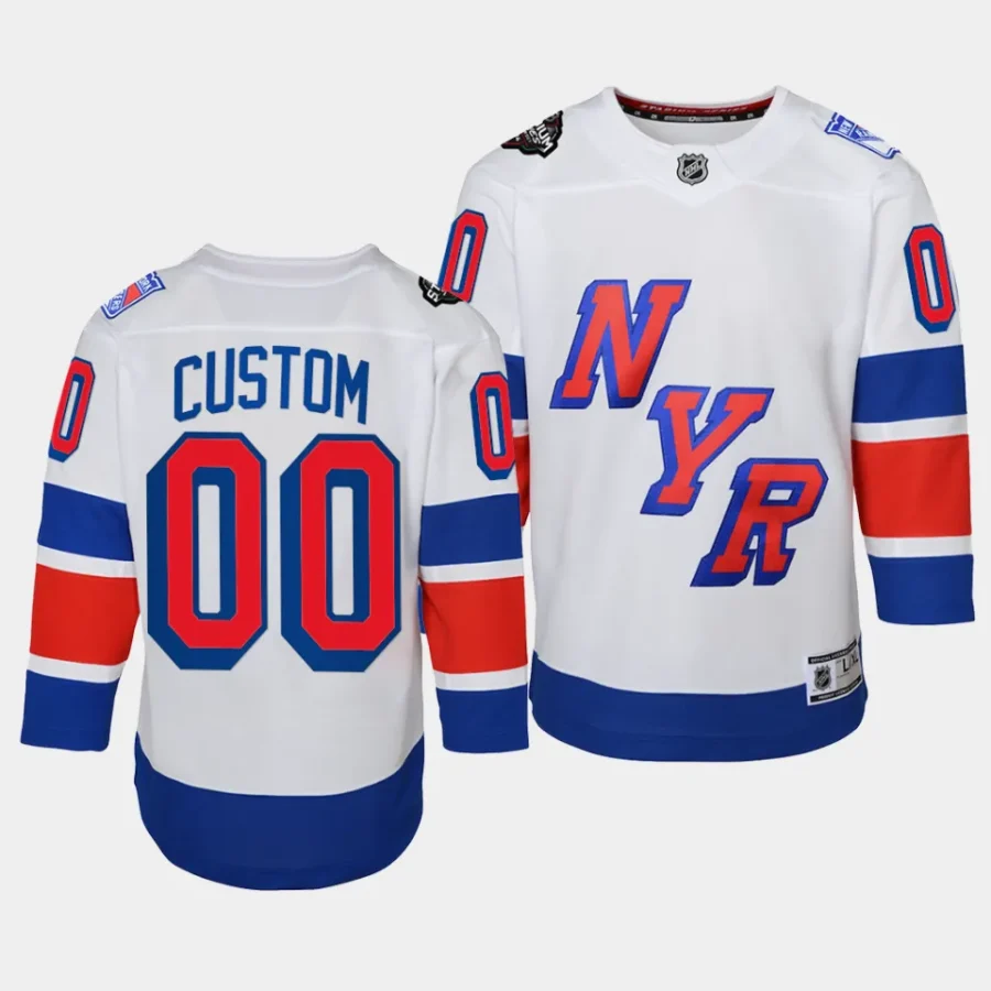 custom rangers 2024 nhl stadium series youth white jersey