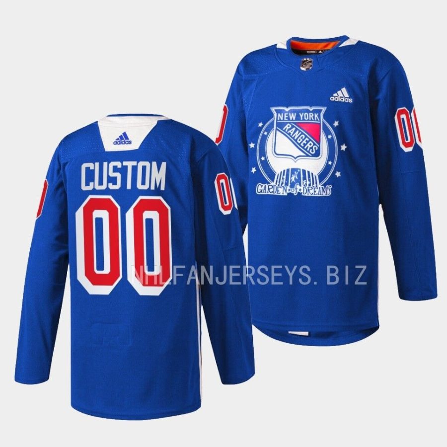 custom rangers blue 2022garden of dreams warmups jersey