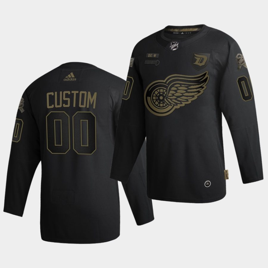 custom red wings black 2020 salute to service authentic jersey