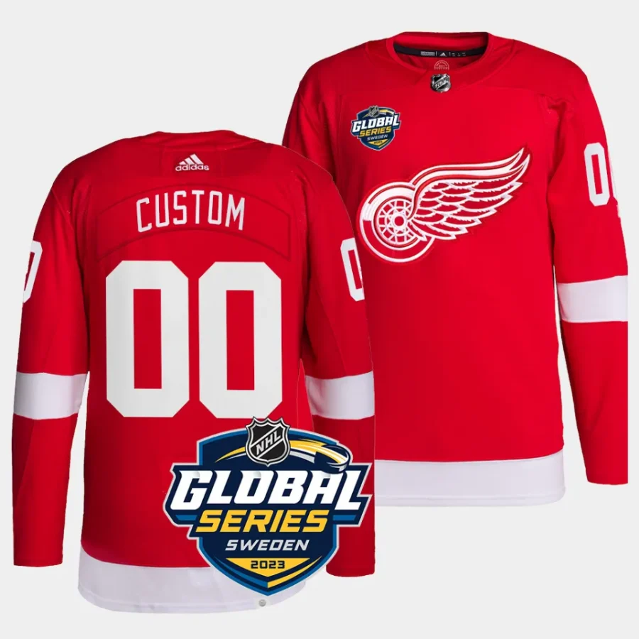 custom red wings red 2023 nhl global series sweden authentic jersey