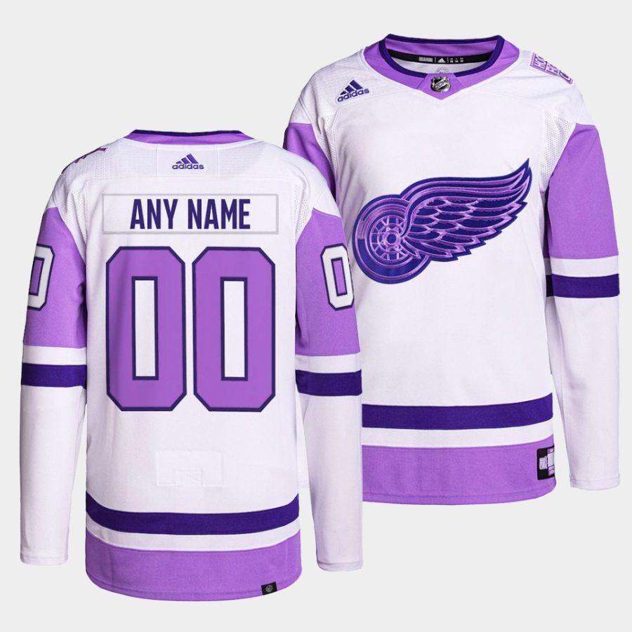 custom red wings white purple hockeyfightscancer primegreen authentic jersey