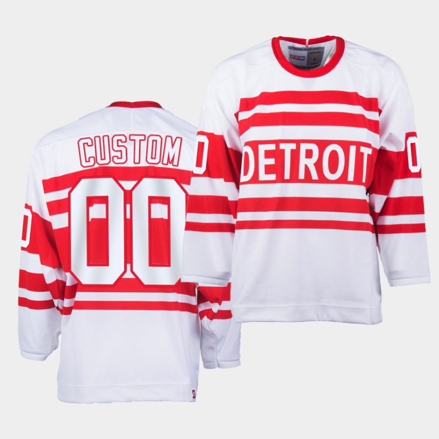 custom red wings white retro vintage jersey