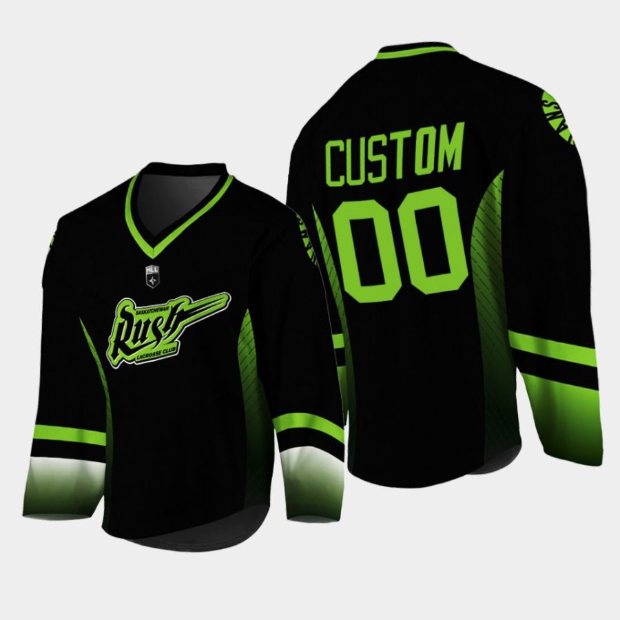 custom saskatchewan rush 2022hockey black replica jersey