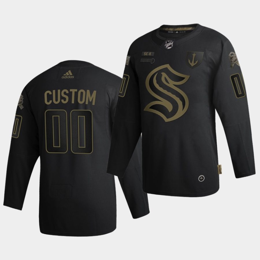 custom seattle kraken black 2020 veterans day authentic jersey