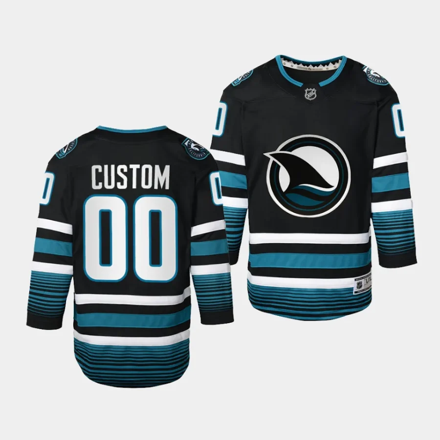 custom sharks 2023 24cali fin 3rd alternate youth blackreplica jersey