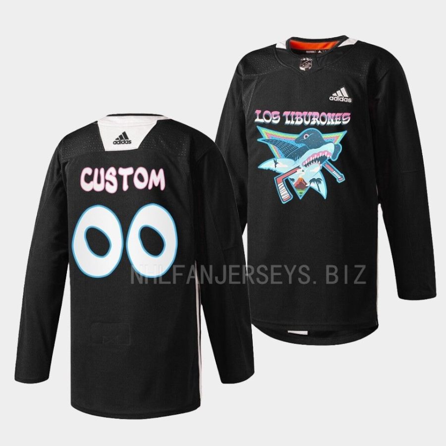 custom sharks black 2022 los tiburones specialty warm up jersey