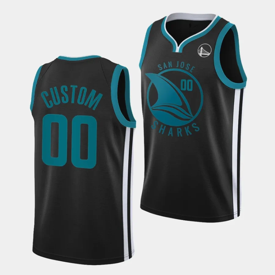 custom sharks black warriors mashup basketball jersey