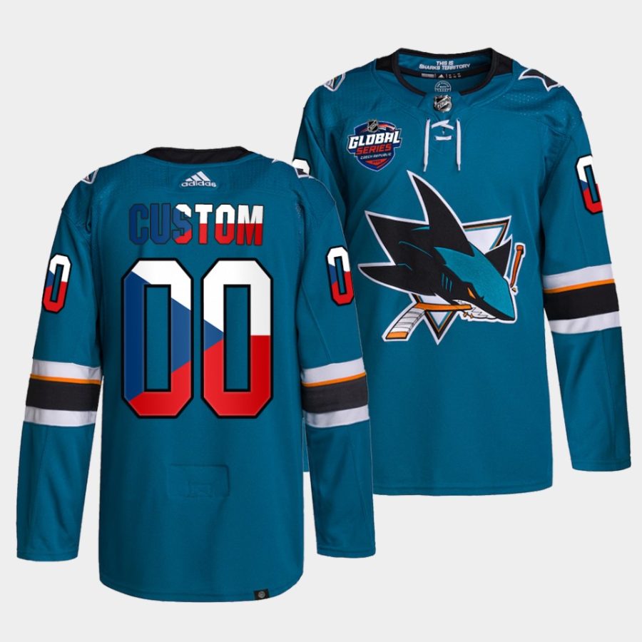 custom sharks teal 2022 nhl global series czech republic challenge jersey