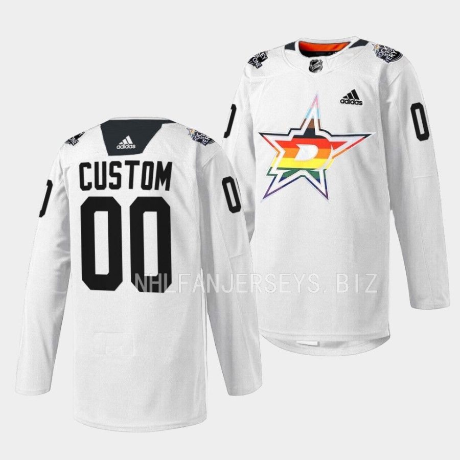 custom stars warm up 2023 pride night white jersey