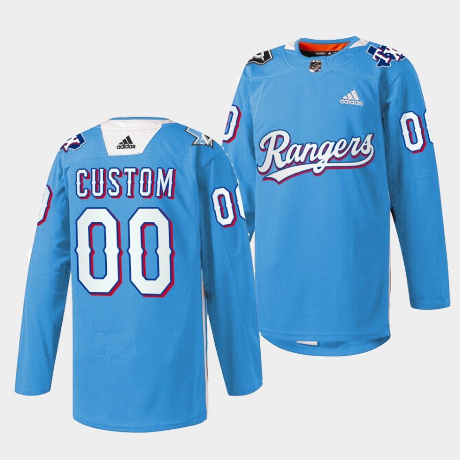 custom stars warmup texas rangers night 2022 blue jersey