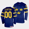 custom sweden 2022 iihf world championship away navy jersey