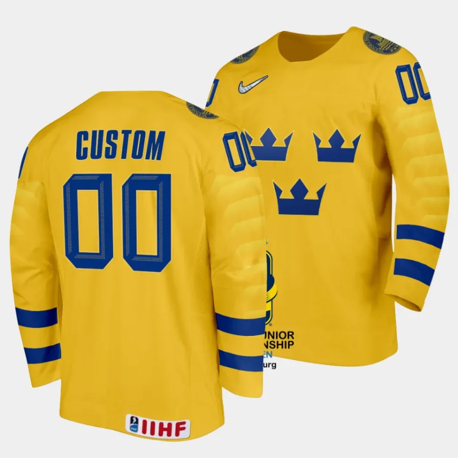 custom sweden 2024 iihf world junior championship yellow jersey