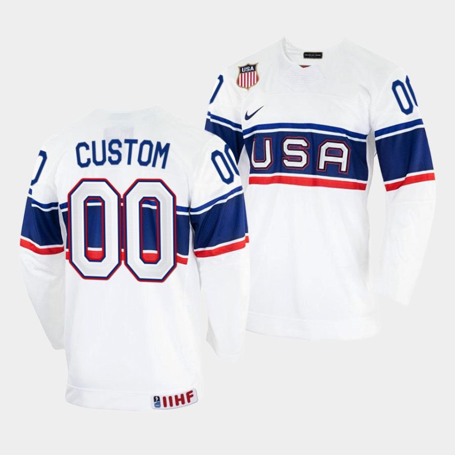 custom usa 2022 iihf world championship home white jersey