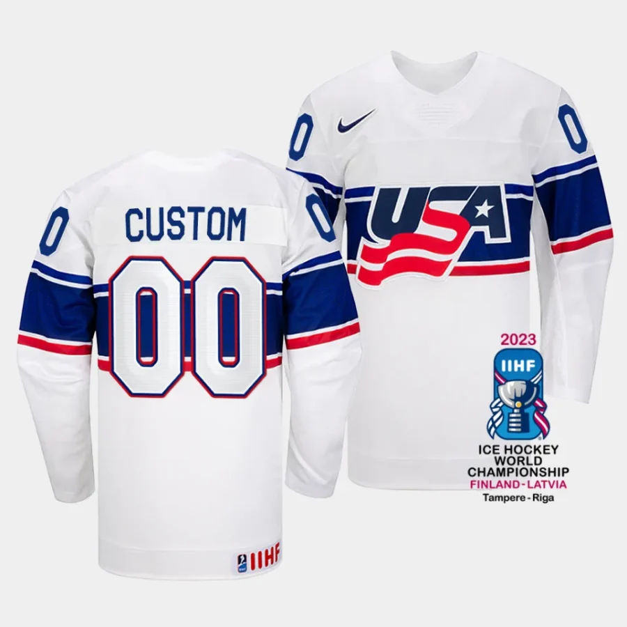 custom usa 2023 iihf world championship home white jersey