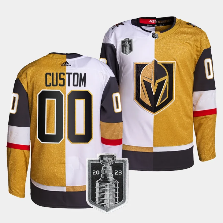 custom vgk white gold 2023 western conference champions split edition jersey