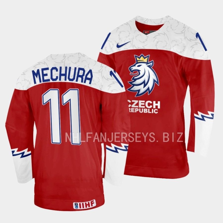 czech republic adam mechura 2023 iihf world junior championship red jersey