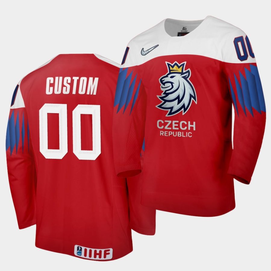 czech republic custom 2021 iihf world junior championship red away jersey