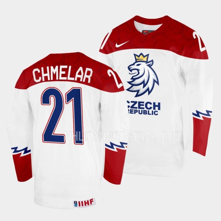 czech republic jaroslav chmelar 2023 iihf world junior championship white jersey