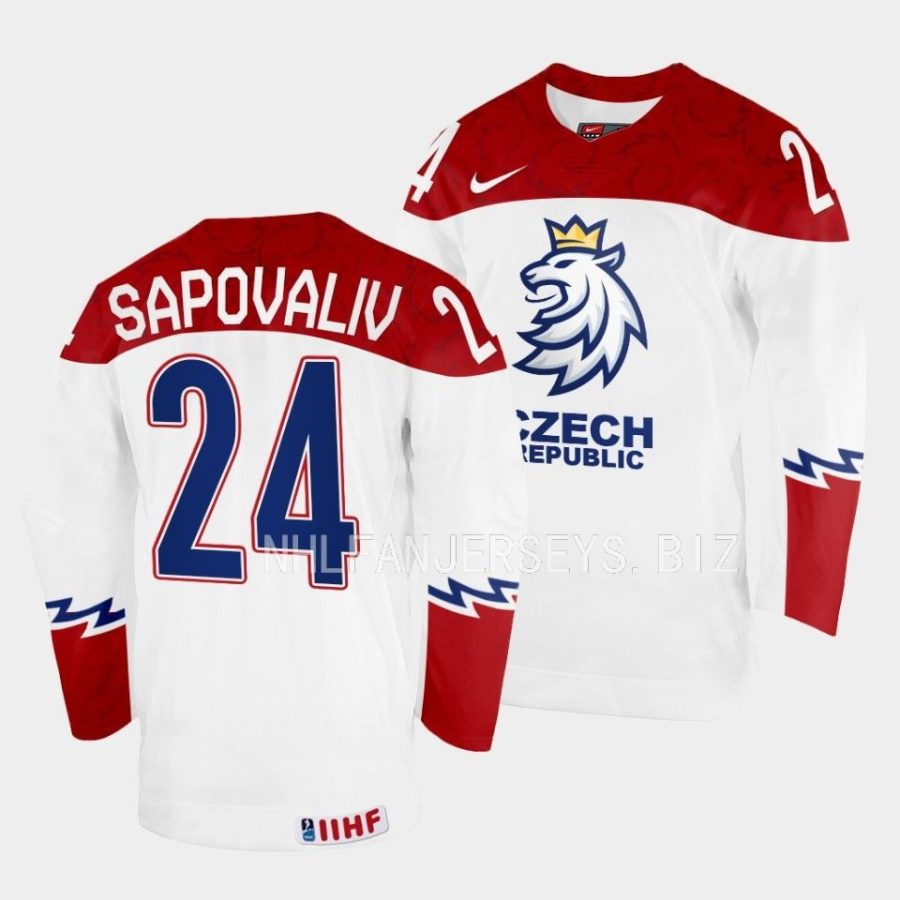 czech republic matyas sapovaliv 2023 iihf world junior championship white jersey