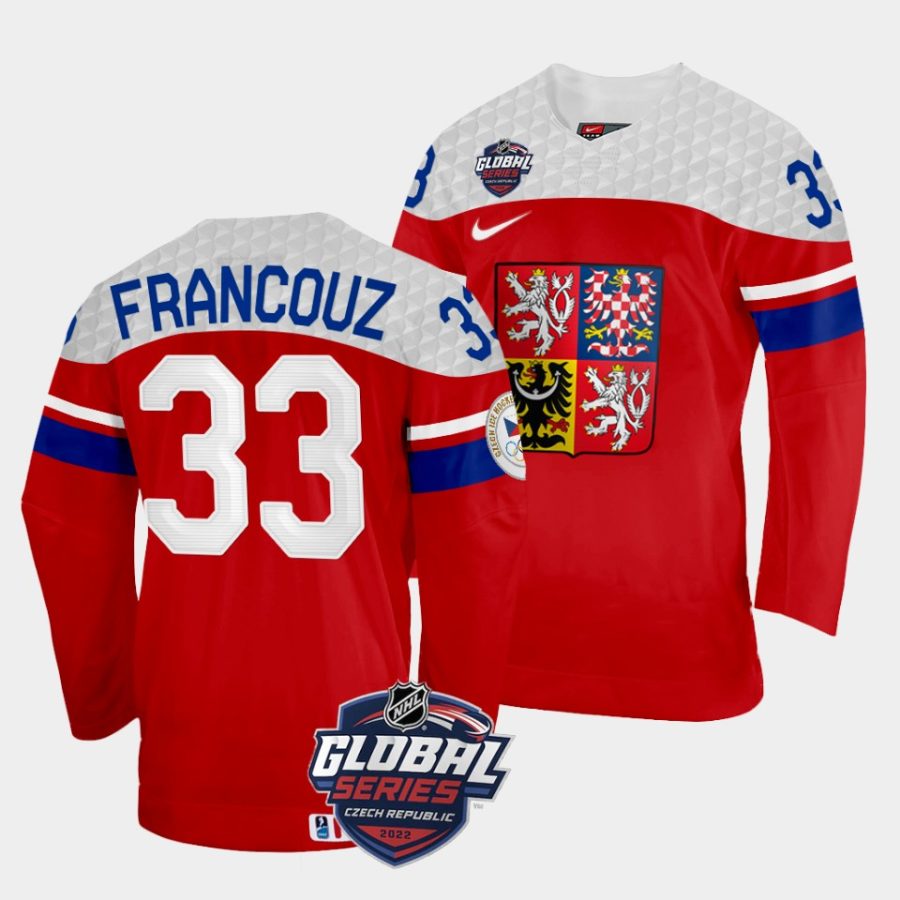 czech republic pavel francouz 2022 nhl global series red home jersey