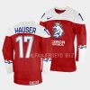 czech republic petr hauser 2023 iihf world junior championship red jersey