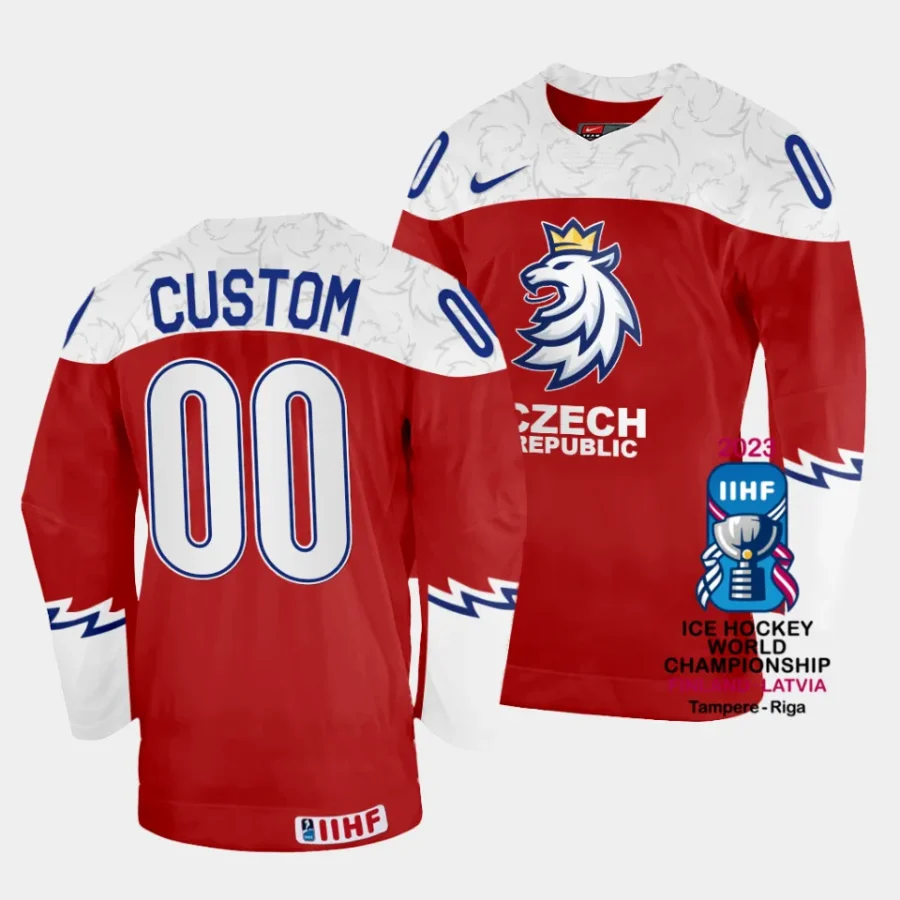 czechia custom 2023 iihf world championship red away jersey