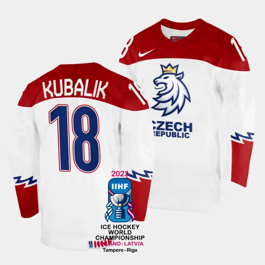 czechia dominik kubalik 2023 iihf world championship white home jersey