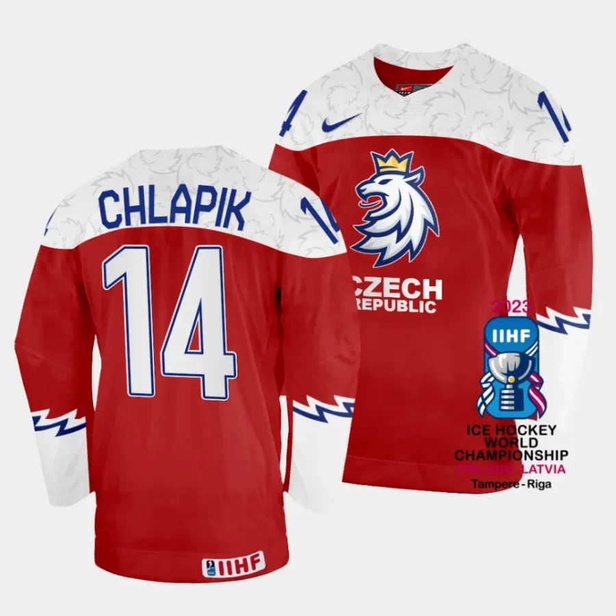 czechia filip chlapik 2023 iihf world championship red away jersey