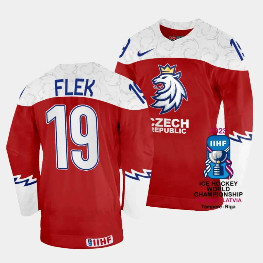 czechia jakub flek 2023 iihf world championship red away jersey