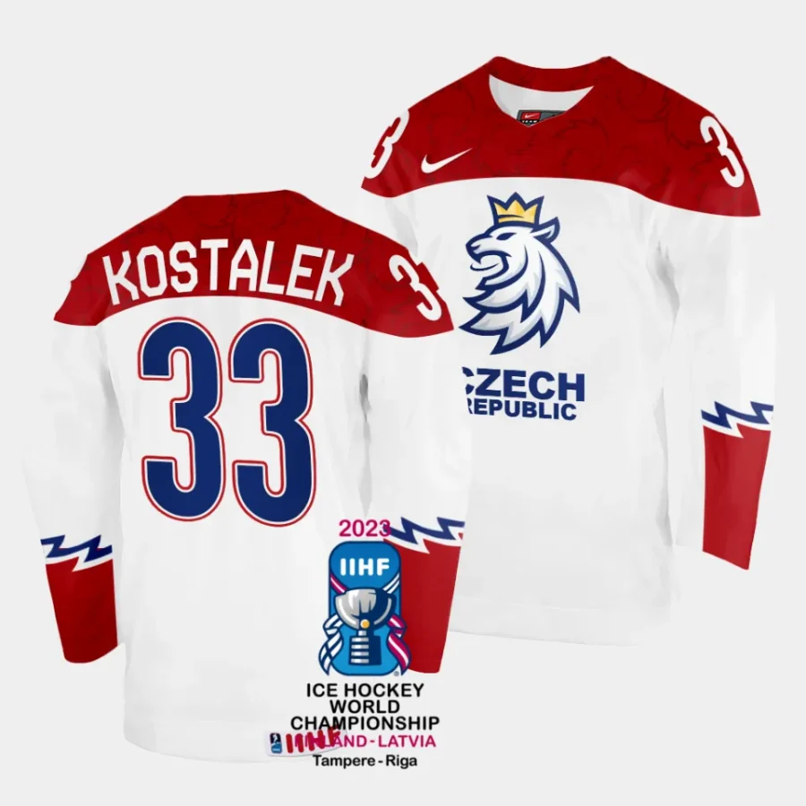 czechia jan kostalek 2023 iihf world championship white home jersey