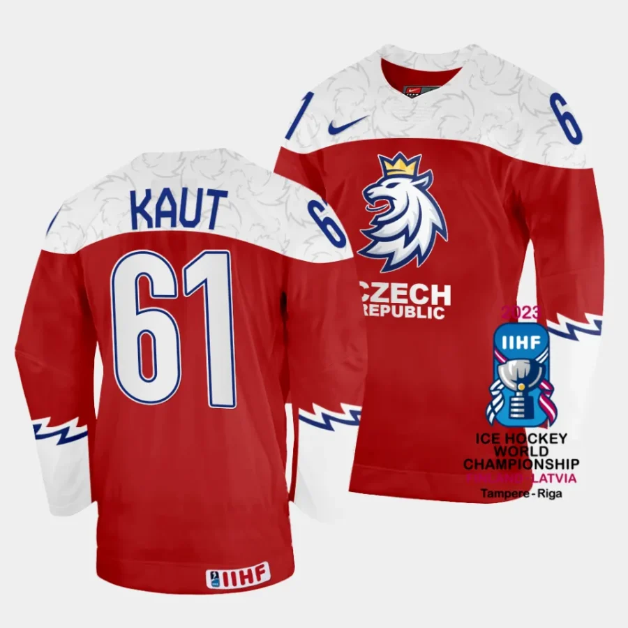 czechia martin kaut 2023 iihf world championship red away jersey