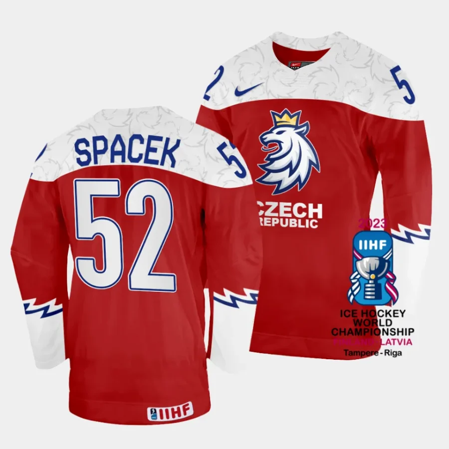 czechia michael spacek 2023 iihf world championship red away jersey