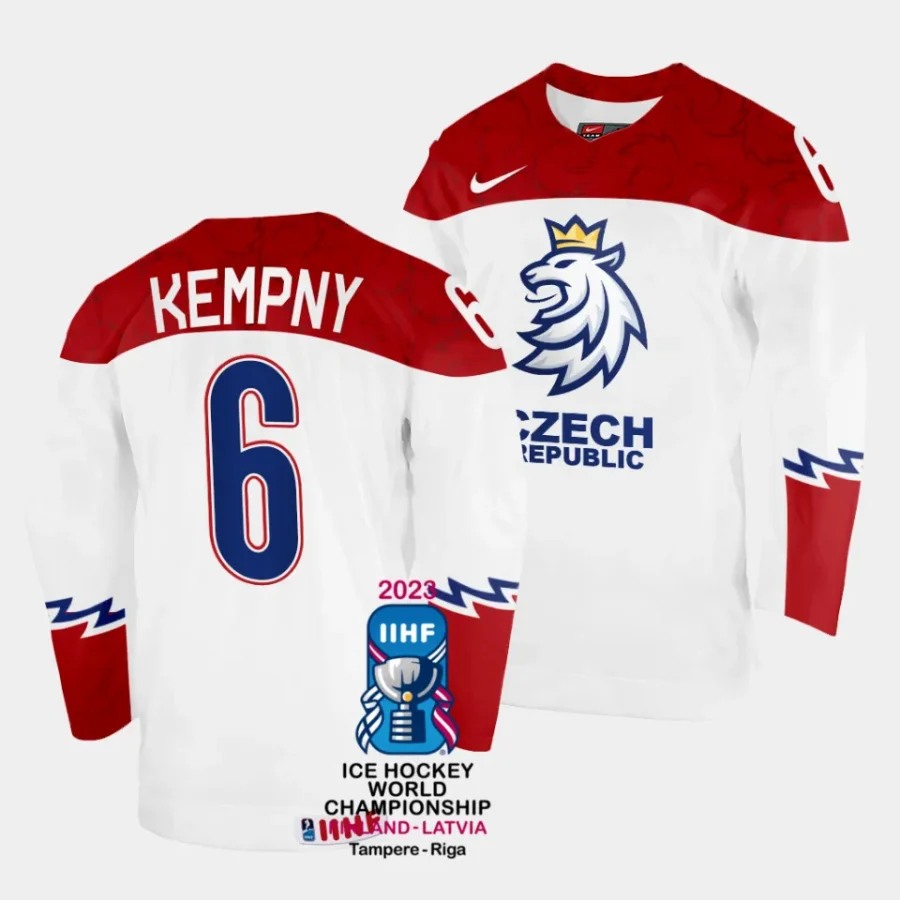 czechia michal kempny 2023 iihf world championship white home jersey