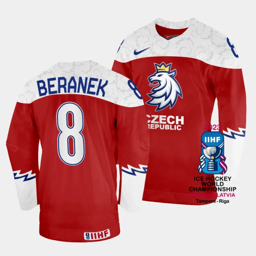 czechia ondrej beranek 2023 iihf world championship red away jersey