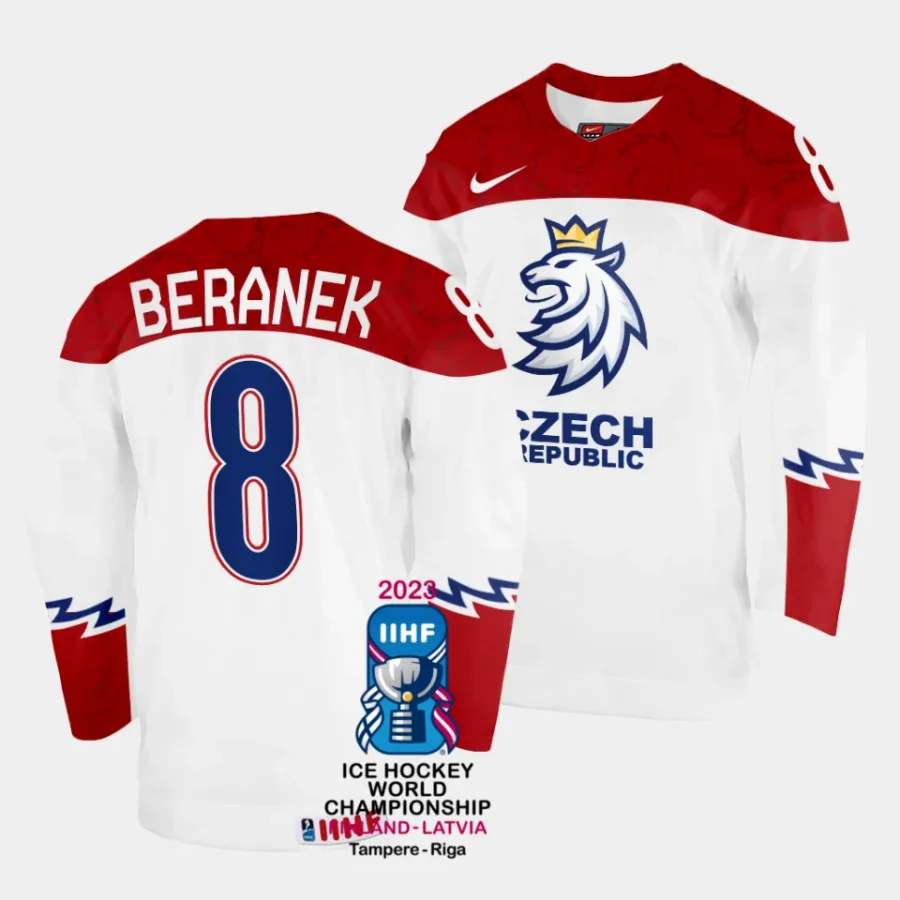 czechia ondrej beranek 2023 iihf world championship white home jersey