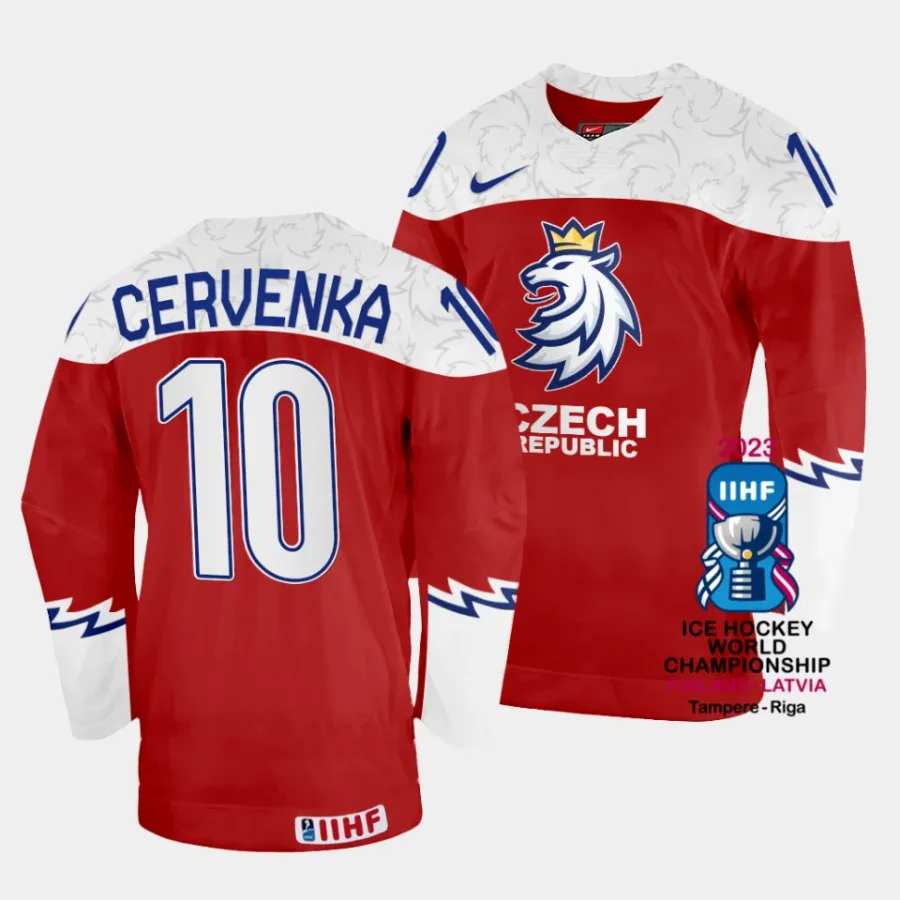 czechia roman cervenka 2023 iihf world championship red away jersey