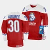 czechia simon hrubec 2023 iihf world championship red away jersey