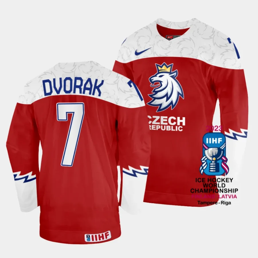 czechia tomas dvorak 2023 iihf world championship red away jersey