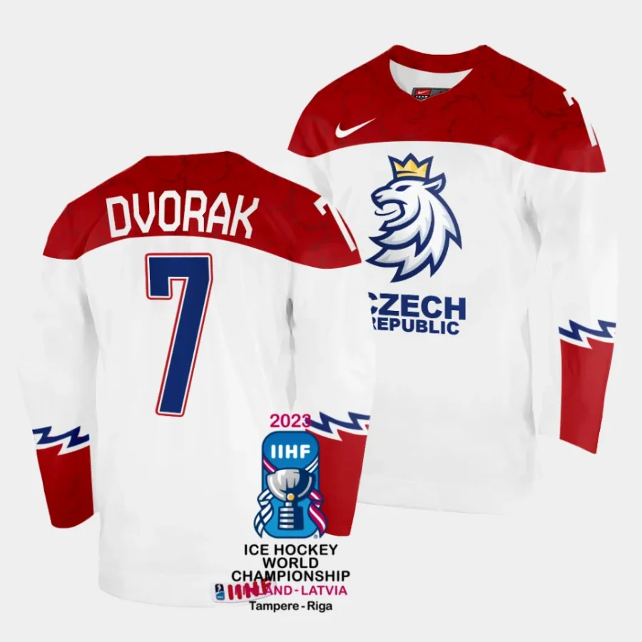 czechia tomas dvorak 2023 iihf world championship white home jersey