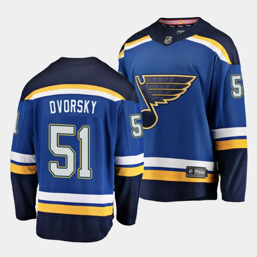 dalibor dvorsky blues blue home 2023 nhl draft breakaway playerjersey