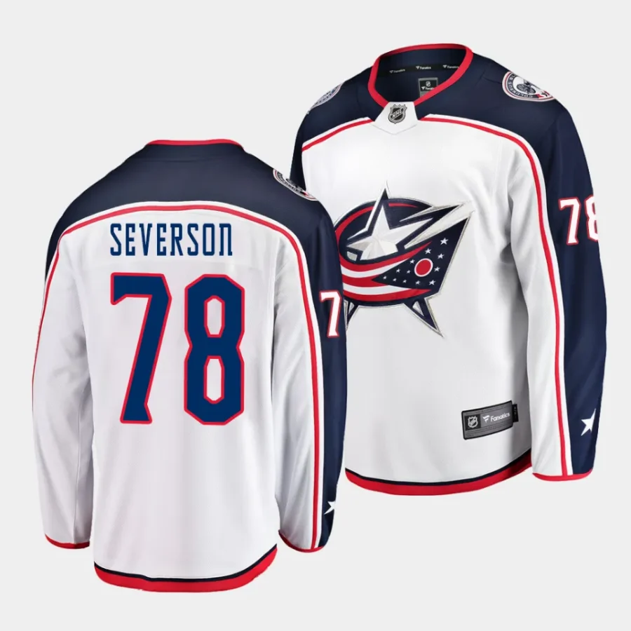 damon severson blue jackets white away breakaway player jersey