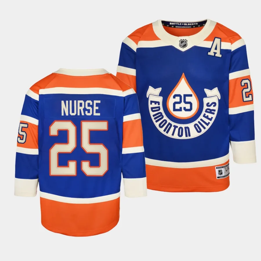 darnell nurse oilers 2023 nhl heritage classic youth royalpremier player jersey