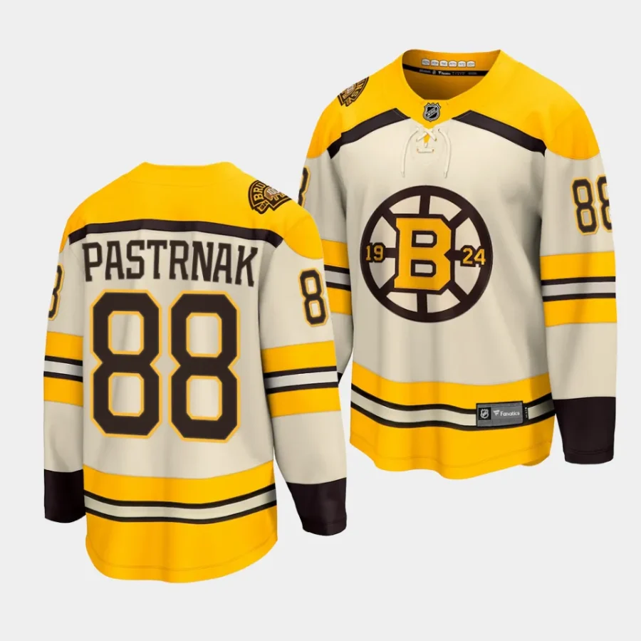 david pastrnak bruins cream 2023 24100th anniversary premier jersey