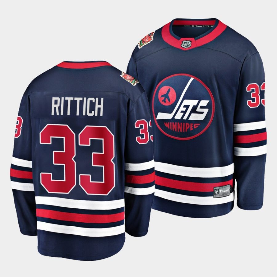 david rittich jets navy heritage classic breakaway player jersey