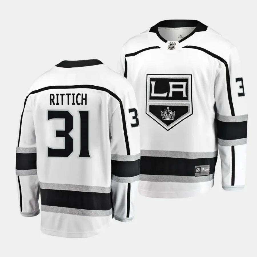 david rittich la kings white away breakaway player jersey