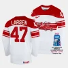 denmark oliver larsen 2023 iihf world championship white home jersey