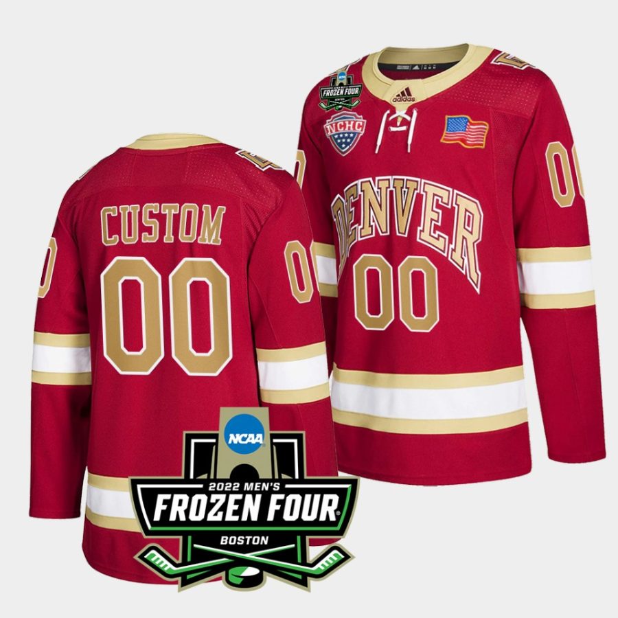 denver pioneers custom 2022 frozen four crimson hockey jersey