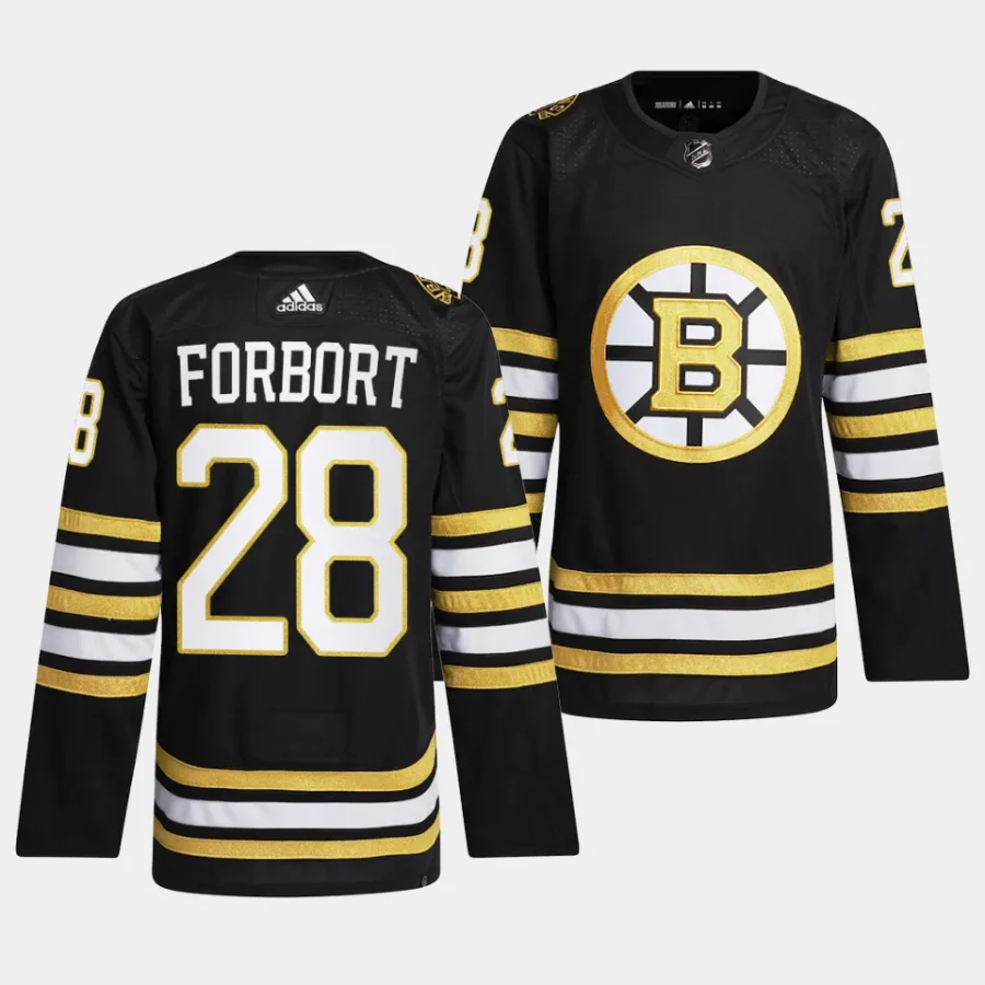 derek forbort bruins black 2023 24100th anniversary primegreen jersey